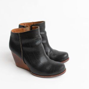 Kork-Ease Womens Chandra Black Leather Ankle Boots Size 6